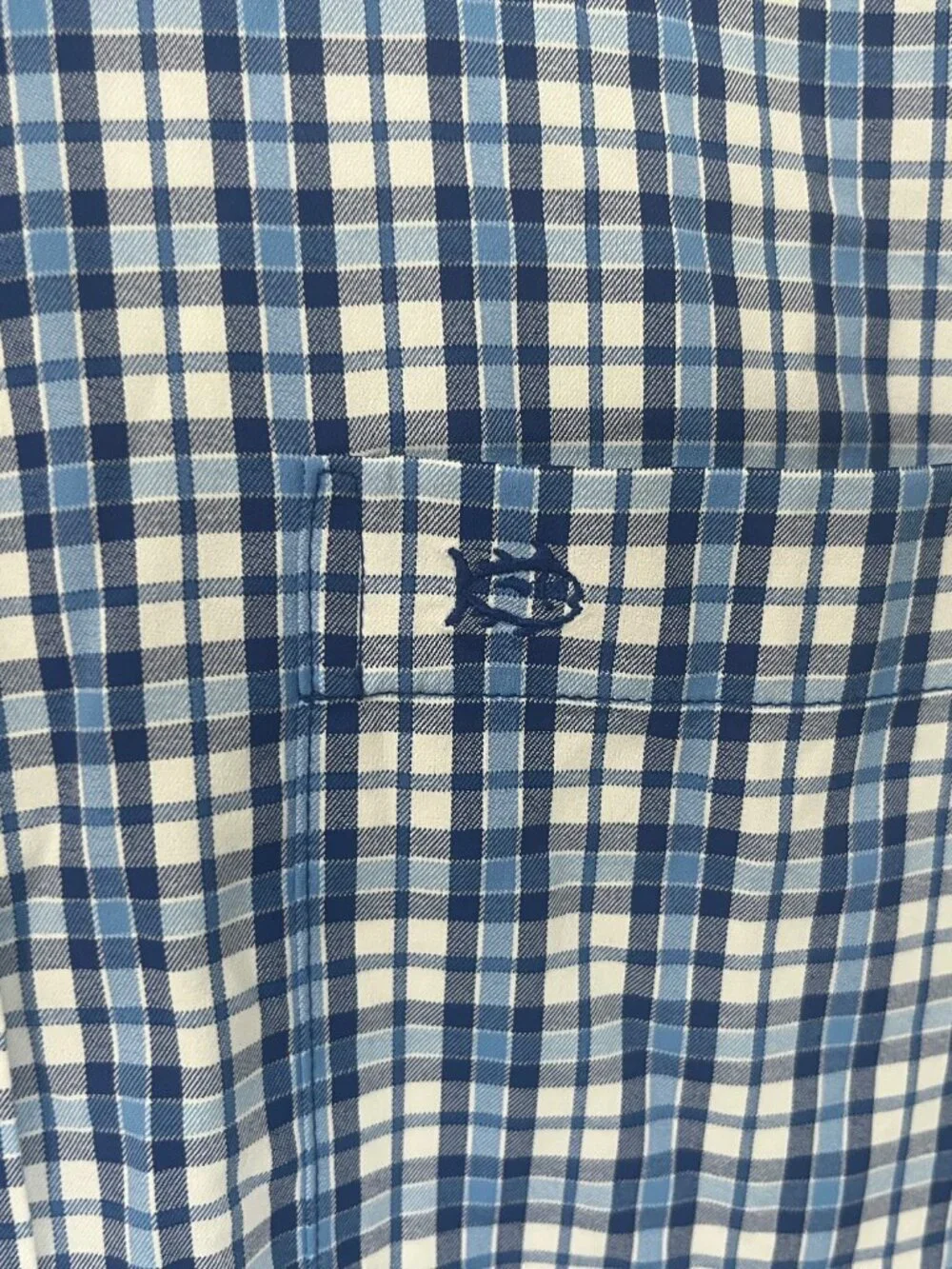 Southern Tide Men’s Blue White Check Intercoastal Performance Shirt 🎣 Medium M